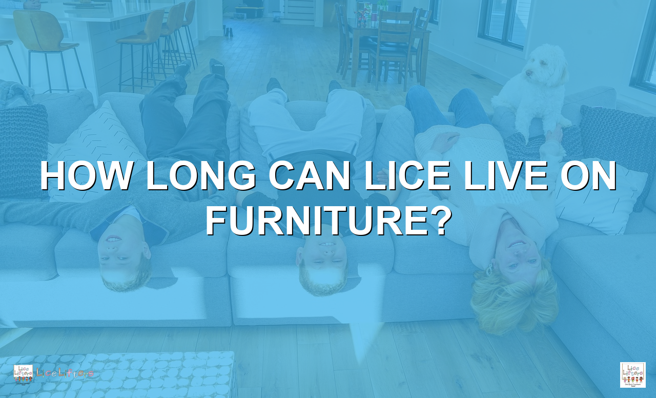 Family on a couch in a bright living room illustrating where parents wonder if lice can live on carpet and furniture